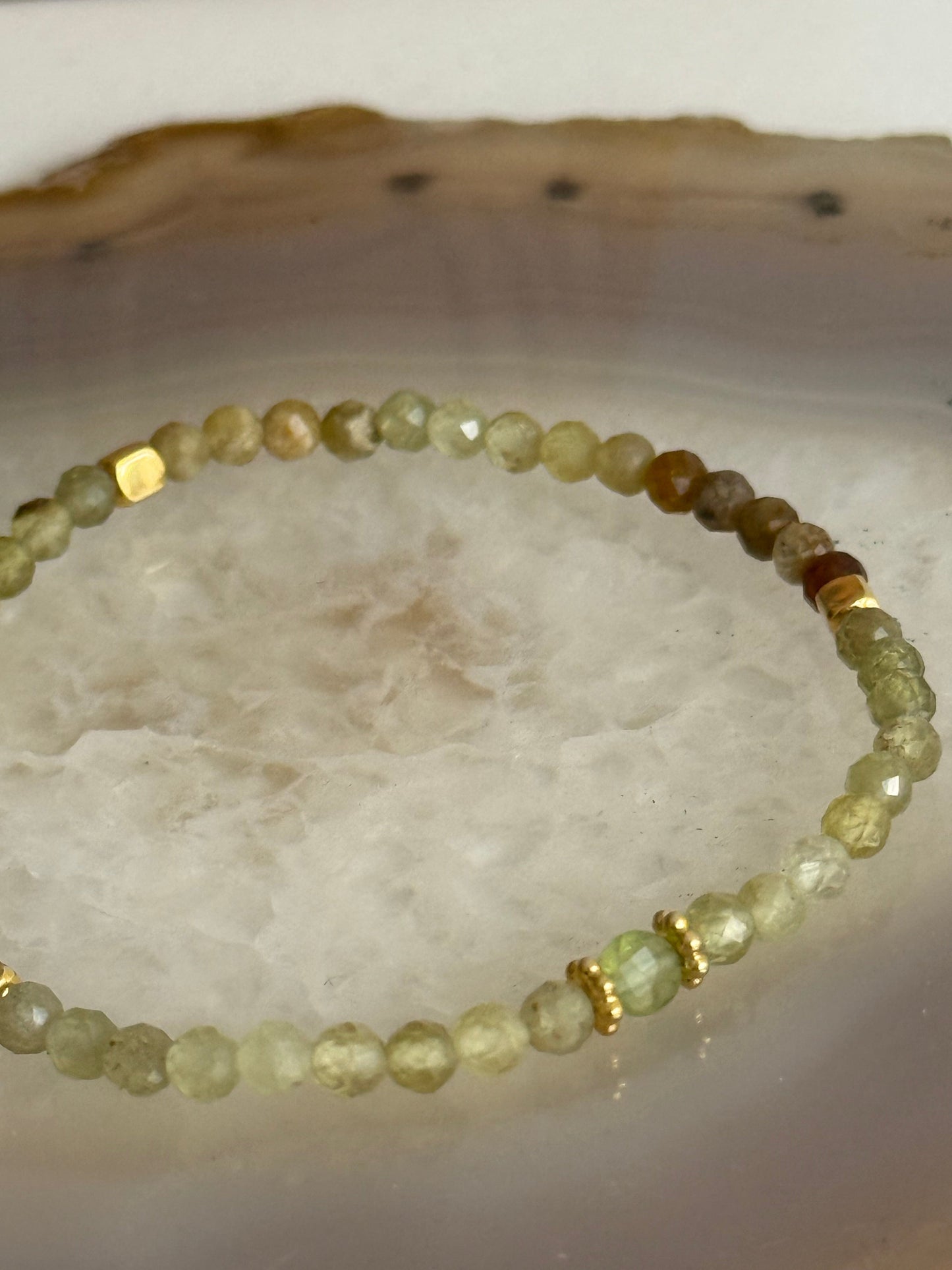 Peridot faceted stones Bracelet (Gold Vermeil)