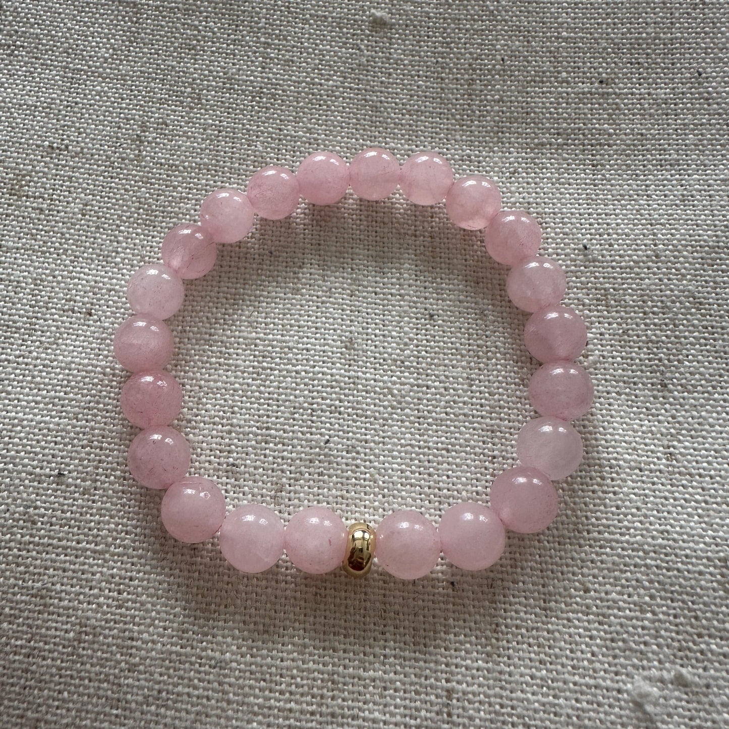 Rose quartz Bracelet Gold Disk 8mm <br> Bohemian Bracelet