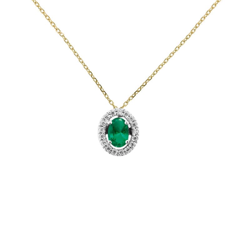 Emerald Necklace and Diamonds 6x4mm (18k Gold) | Mi Cielo London