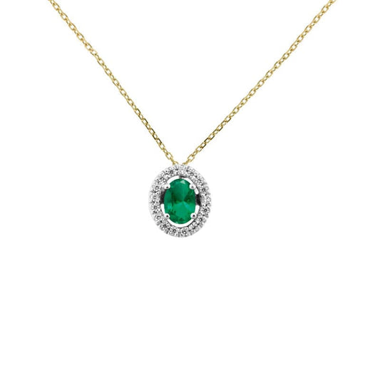 Emerald Necklace and Diamonds 6x4mm (18k Gold) | Mi Cielo London