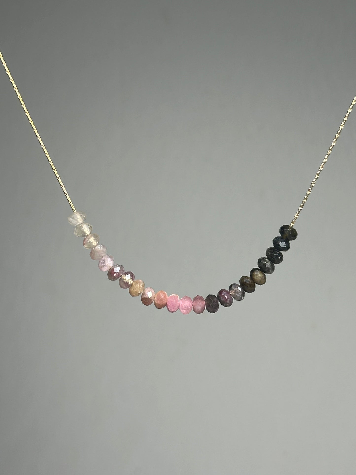Pink Tourmaline Necklace Gold filled 14k
