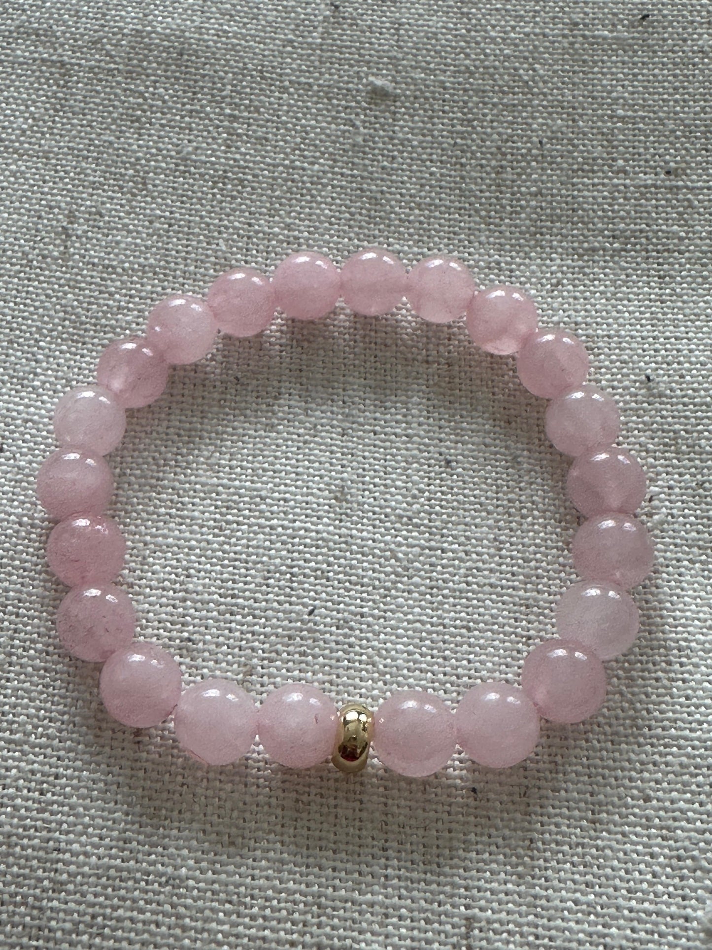 Rose quartz Bracelet Gold Disk 8mm <br> Bohemian Bracelet