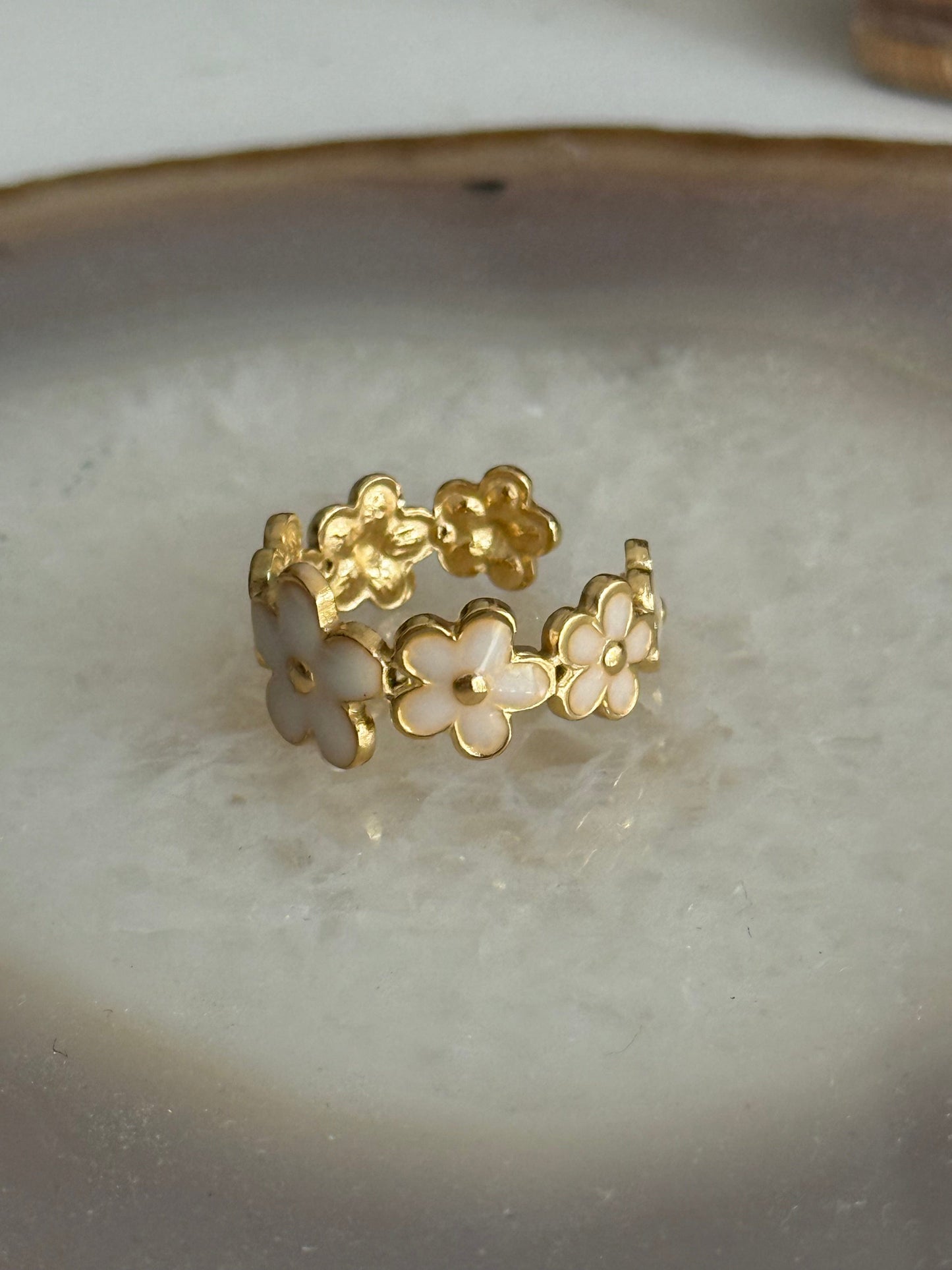 Flower Gold Ring Enamel