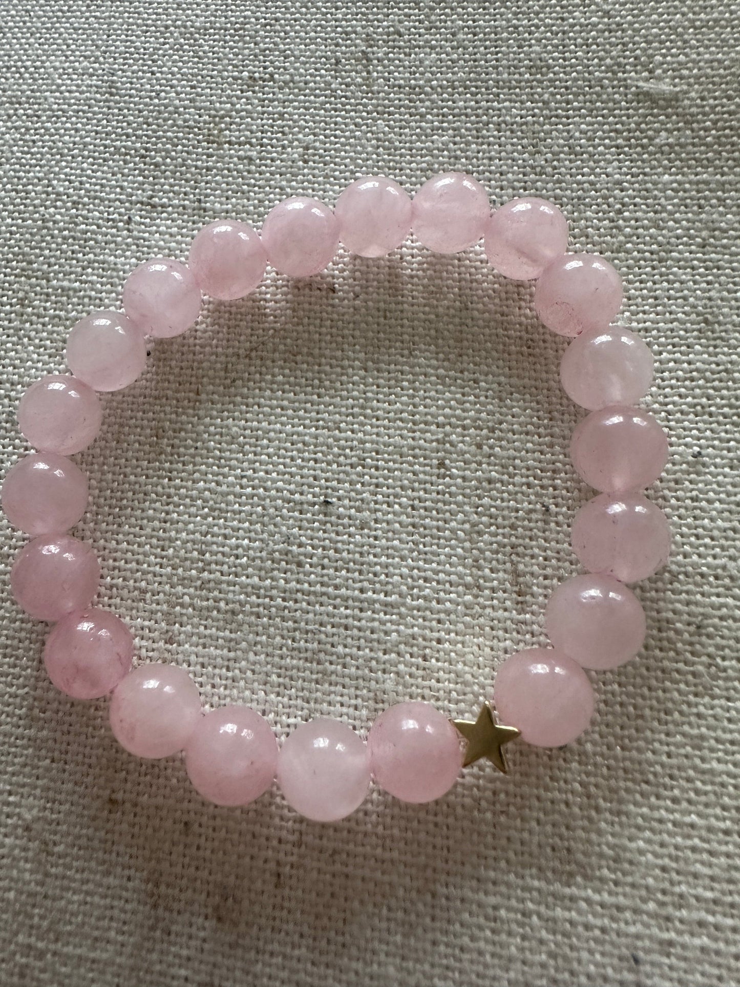 Rose quartz Brartz Gold Star 8mm <br> Bohemian Bracelet