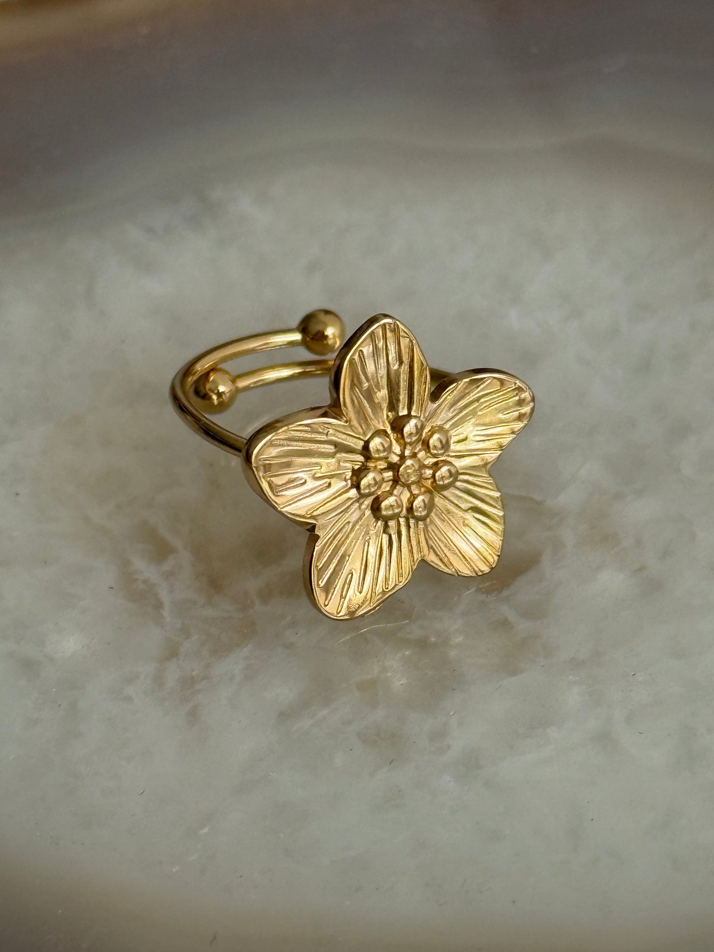 Caribe Flower Beads Gold Ring