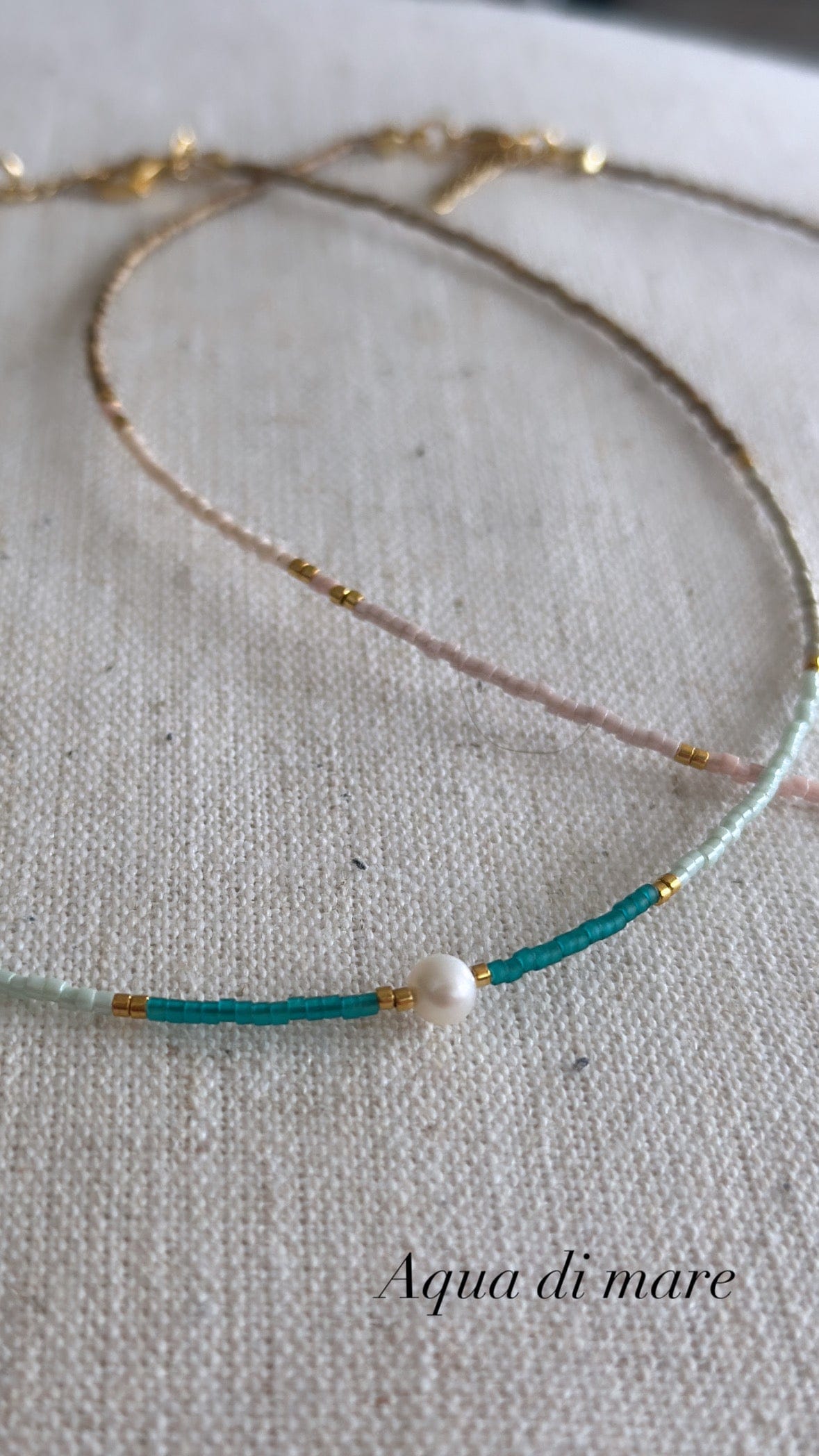 Miyuki Necklace - Sea Blue and Pearl