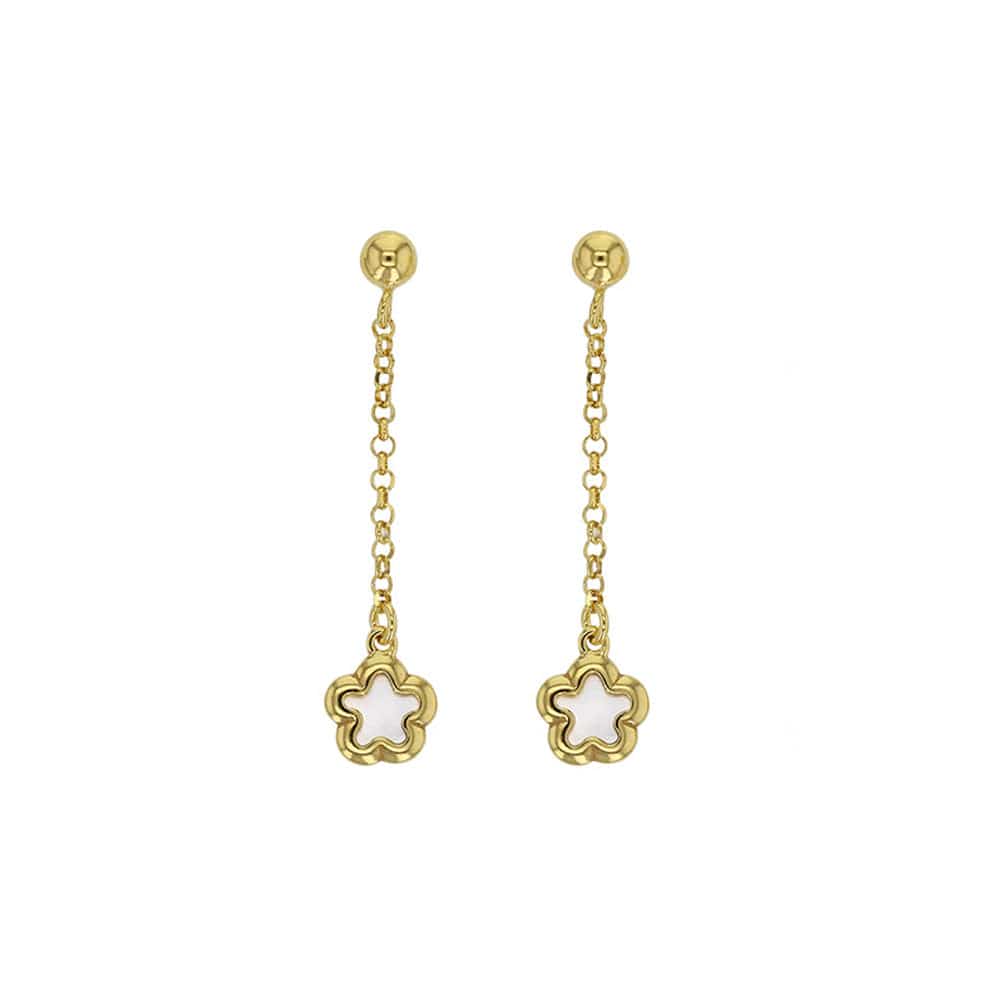 Mother Pearl Flower Gold Earrings (Sterling Silver)