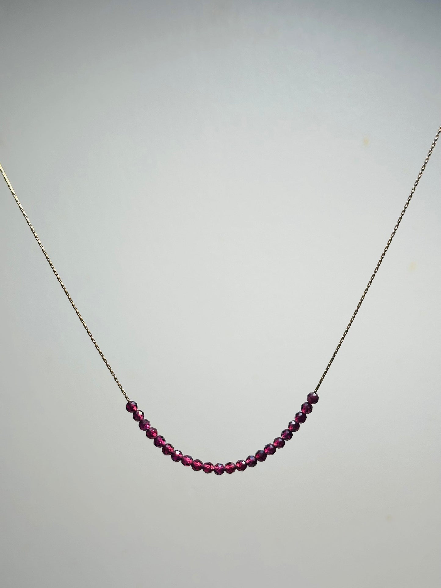 Garnet Necklace Gold filled 14k