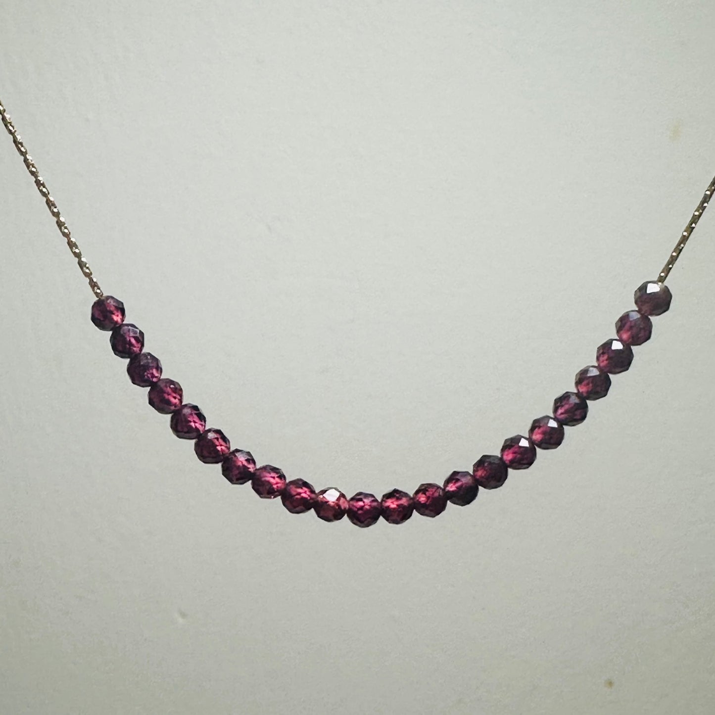 Garnet Necklace Gold filled 14k
