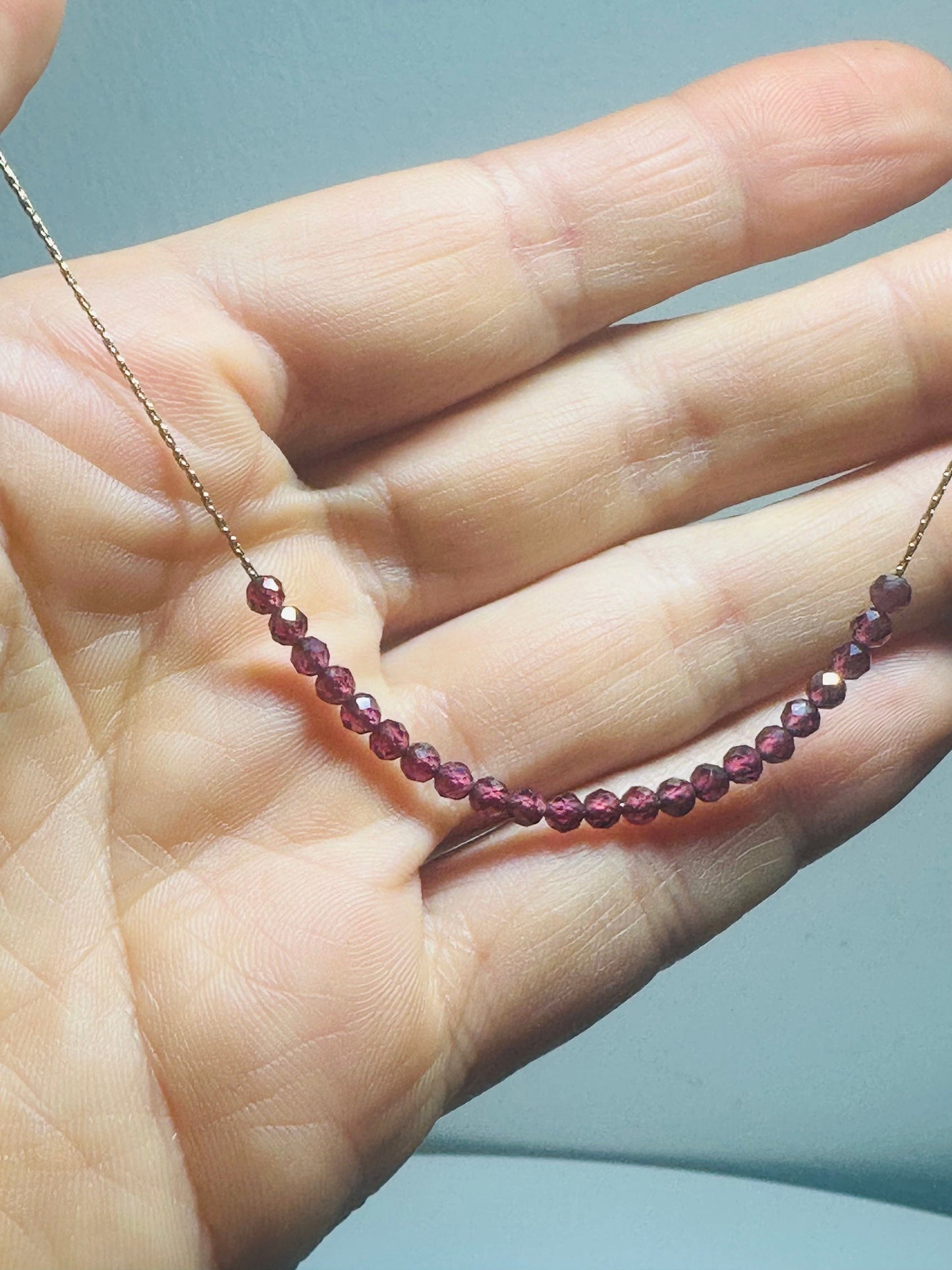 Garnet Necklace Gold filled 14k