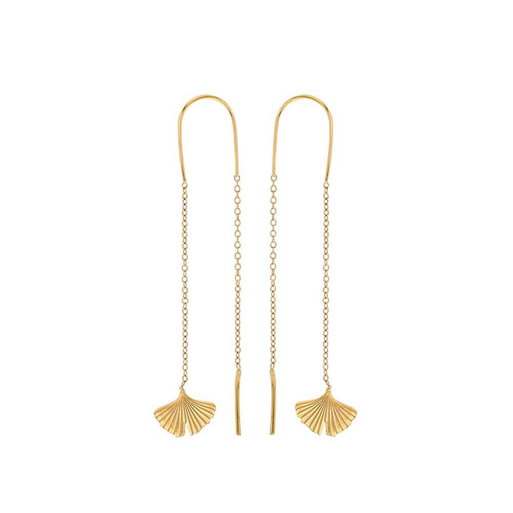Ginko Long Hook Earrings (Gold plated)