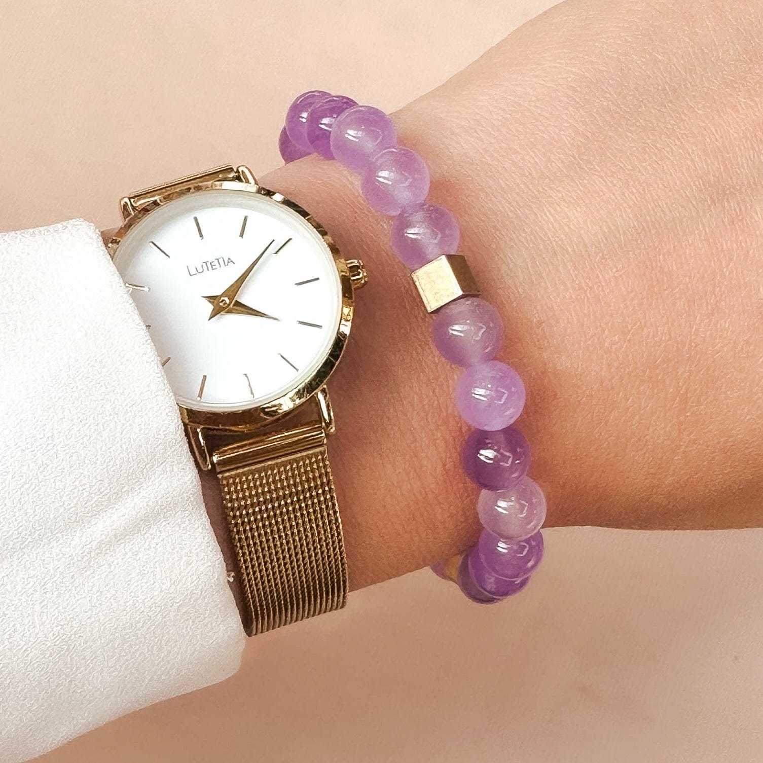 Amethyst Bracelet 8mm Squares