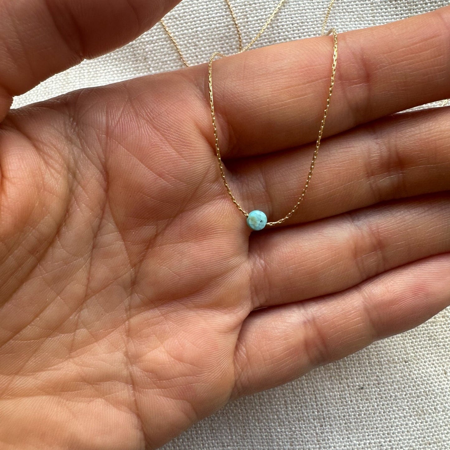 Turquoise Gold Necklace <br> Minimalist