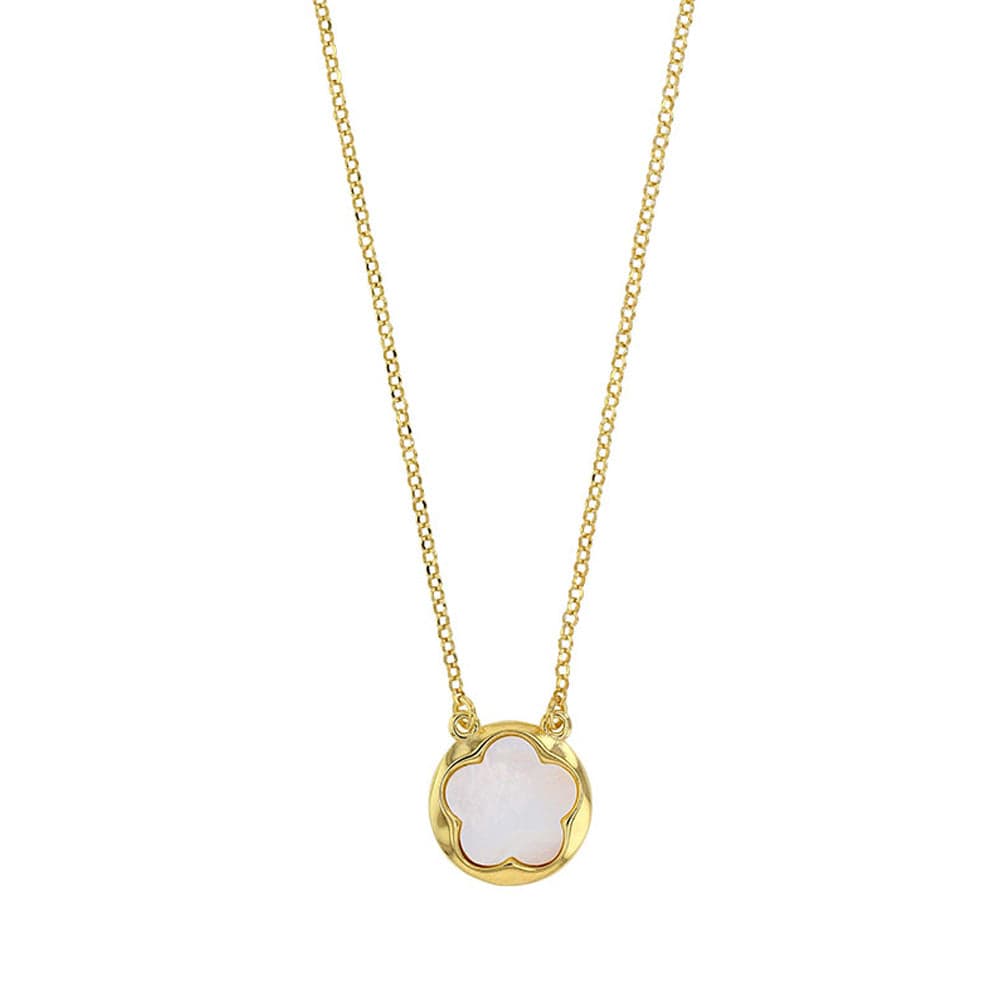 Mother Pearl Flower Necklace Gold (Sterling Silver)