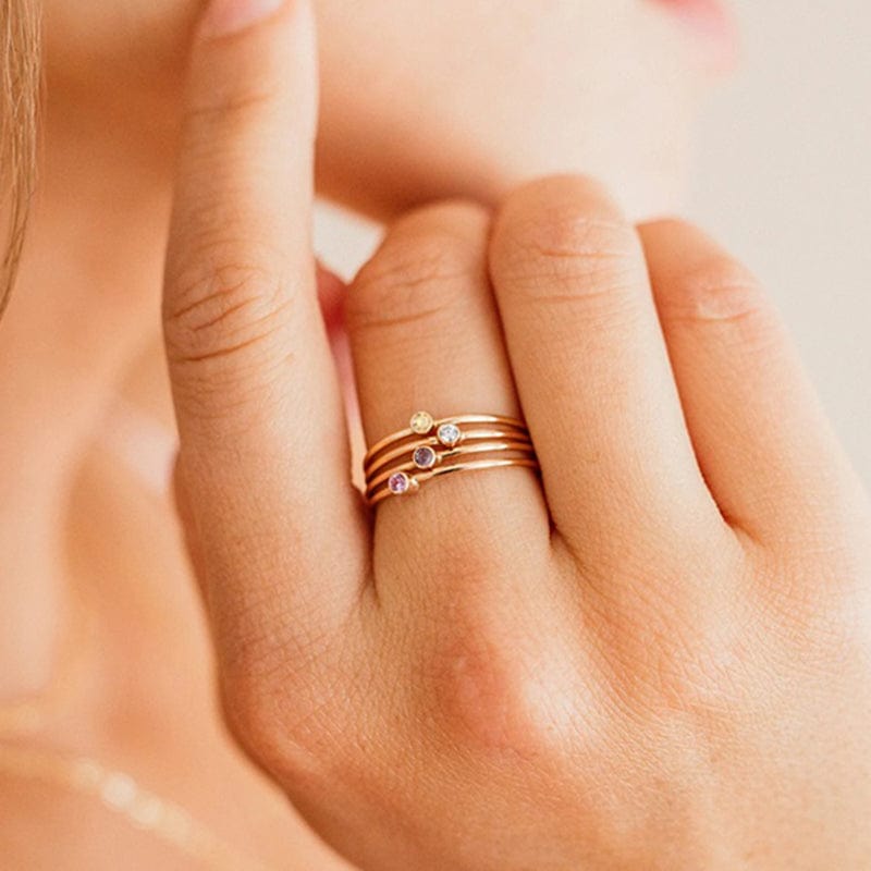 Zoe Extra Fine Stacking Ring Birthstone