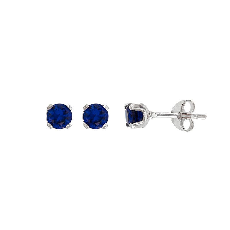 Sapphire Stud Earrings White Gold 18k 4mm