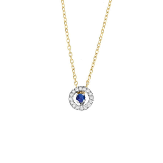 Sapphire Gold Necklace with Halo Diamonds 18k Gold | Mi Cielo London