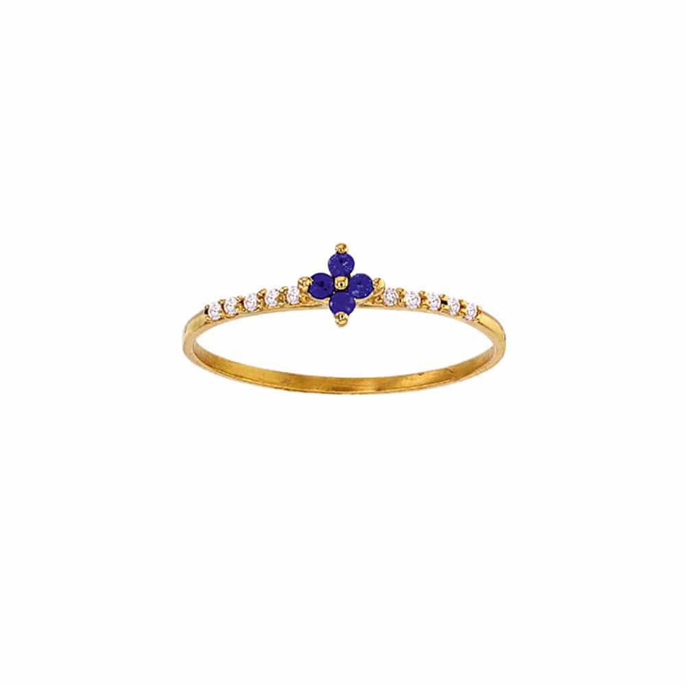 Sapphire Flower Gold Diamonds Ring (18k Gold)
