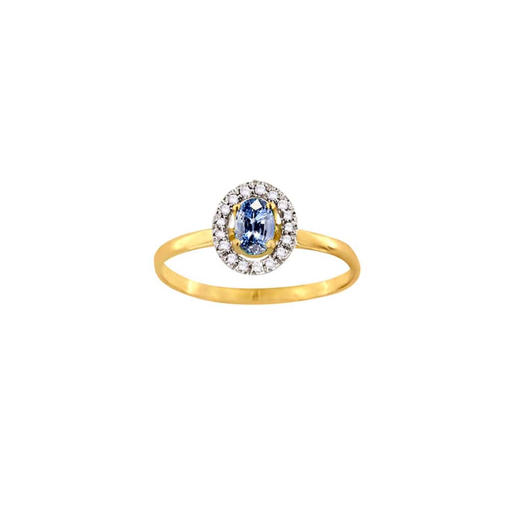 Sapphire Ceylon Gold Ring Halo Diamonds (18k Gold)