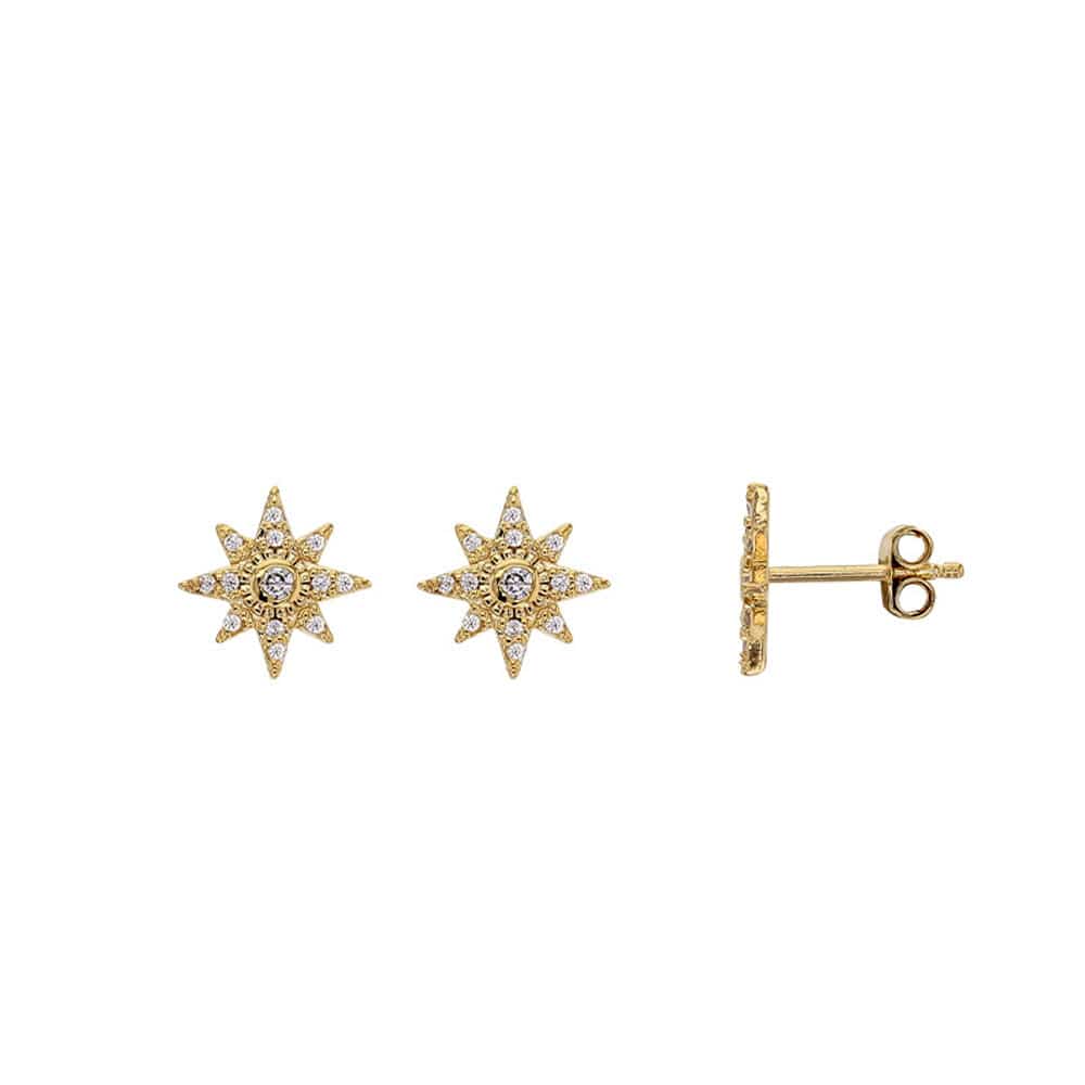 North Pole Star Stud Zirconia Earrings (Gold plated)