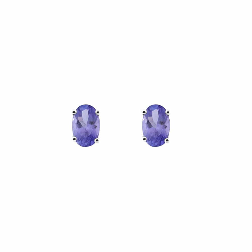 Tanzanite Stud Earrings 18k White Gold (Oval)