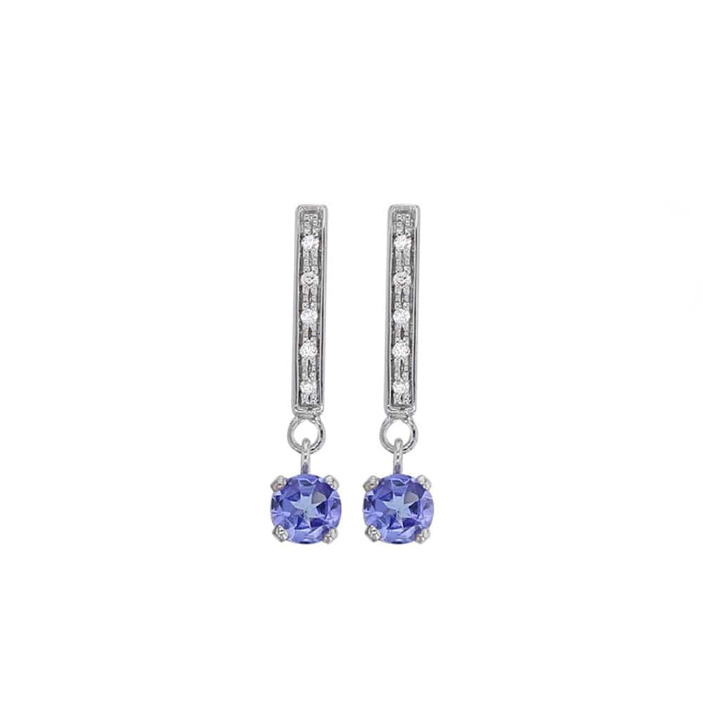 Tanzanite Stud Earrings with Diamonds (18k White Gold)