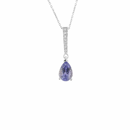 Tanzanite Necklace with Diamonds (18k White Gold)