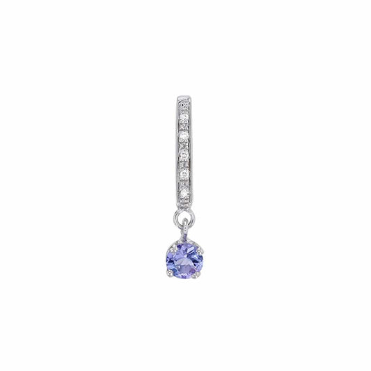 Tanzanite Charm Pendant with Diamonds (18k White Gold)