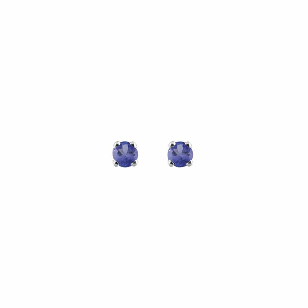 Tanzanite Stud Round Earrings (18k White Gold)