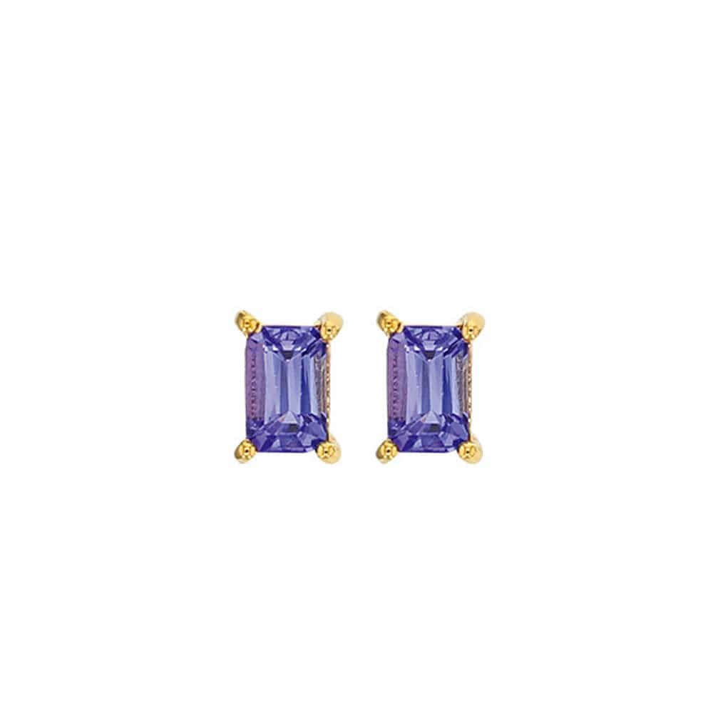 Tanzanite Stud Earrings 18k Gold (Rect)