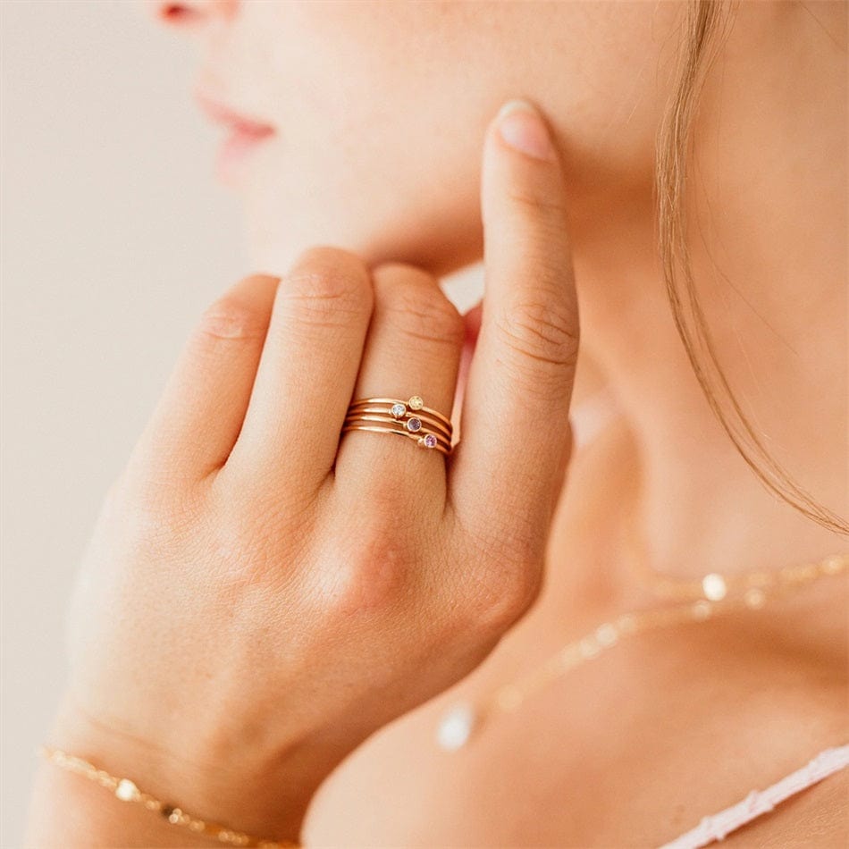 Zoe Extra Fine Stacking Ring Birthstone