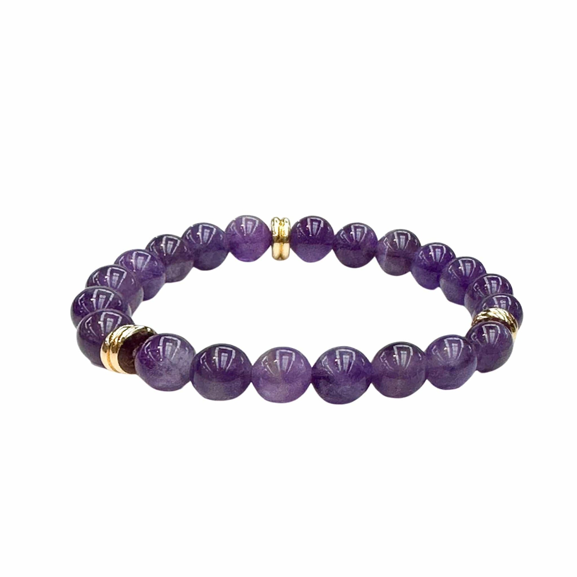 Amethyst Stone Bracelet with 3Gold 
Duo Disks