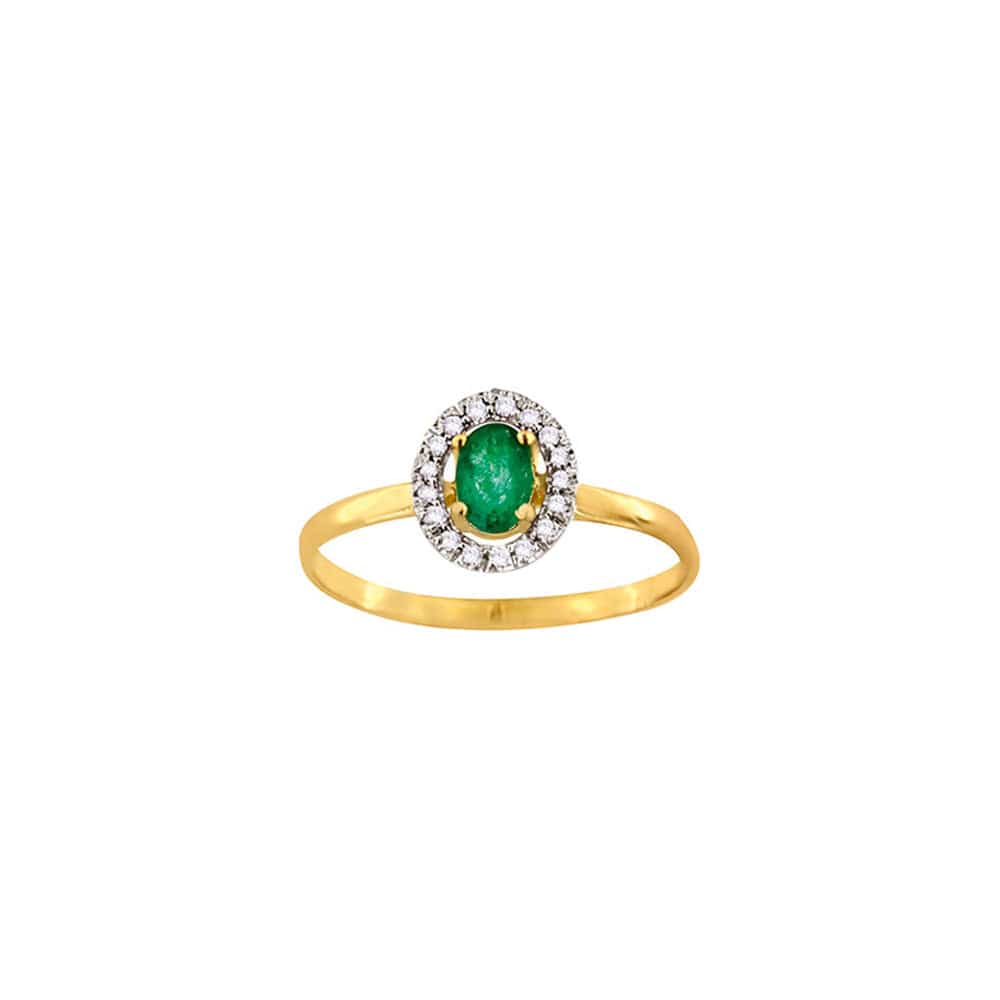 Emerald Solitaire Gold Ring with Diamonds (18k Gold) | Mi Cielo London
