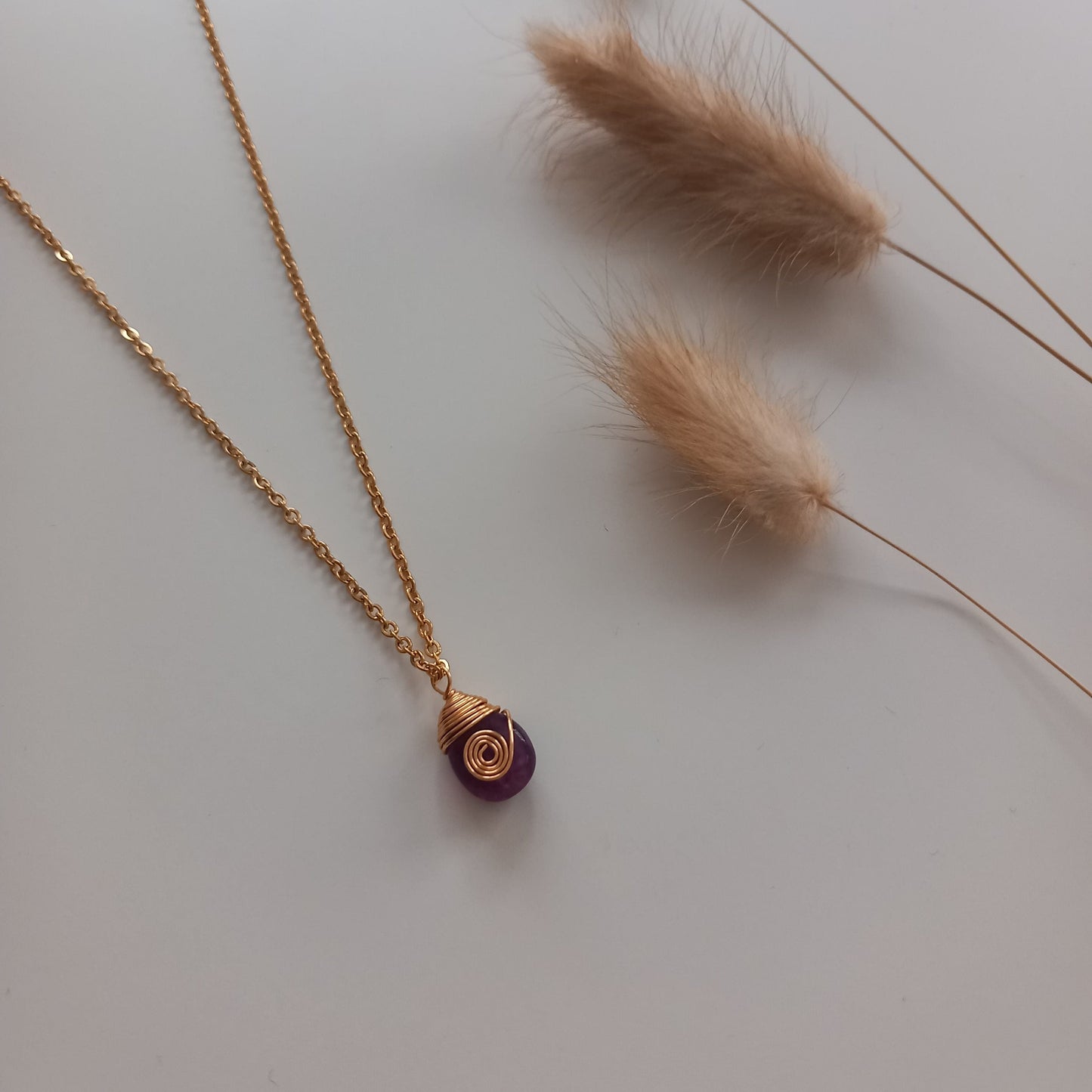 Drop Wrap Stone Gold Necklace