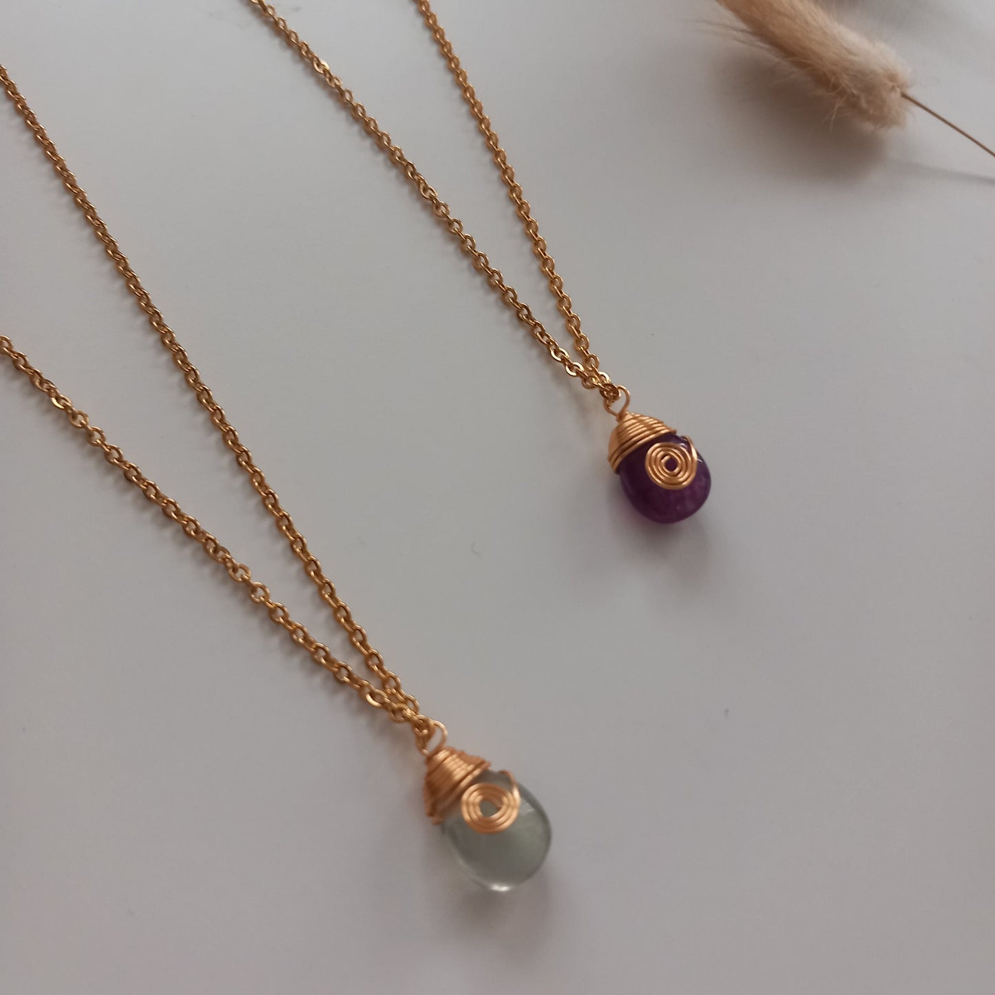 Drop Wrap Stone Gold Necklace