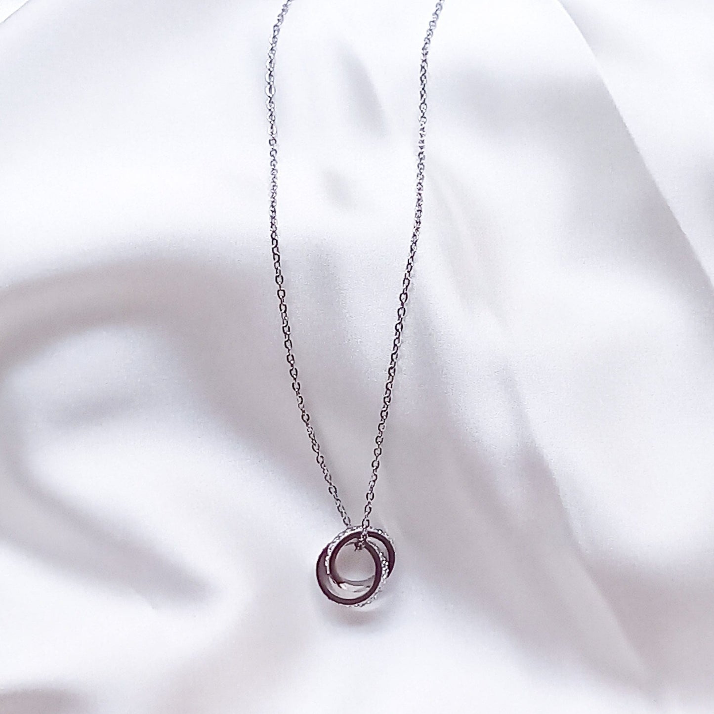Silver Duo Disks Necklace