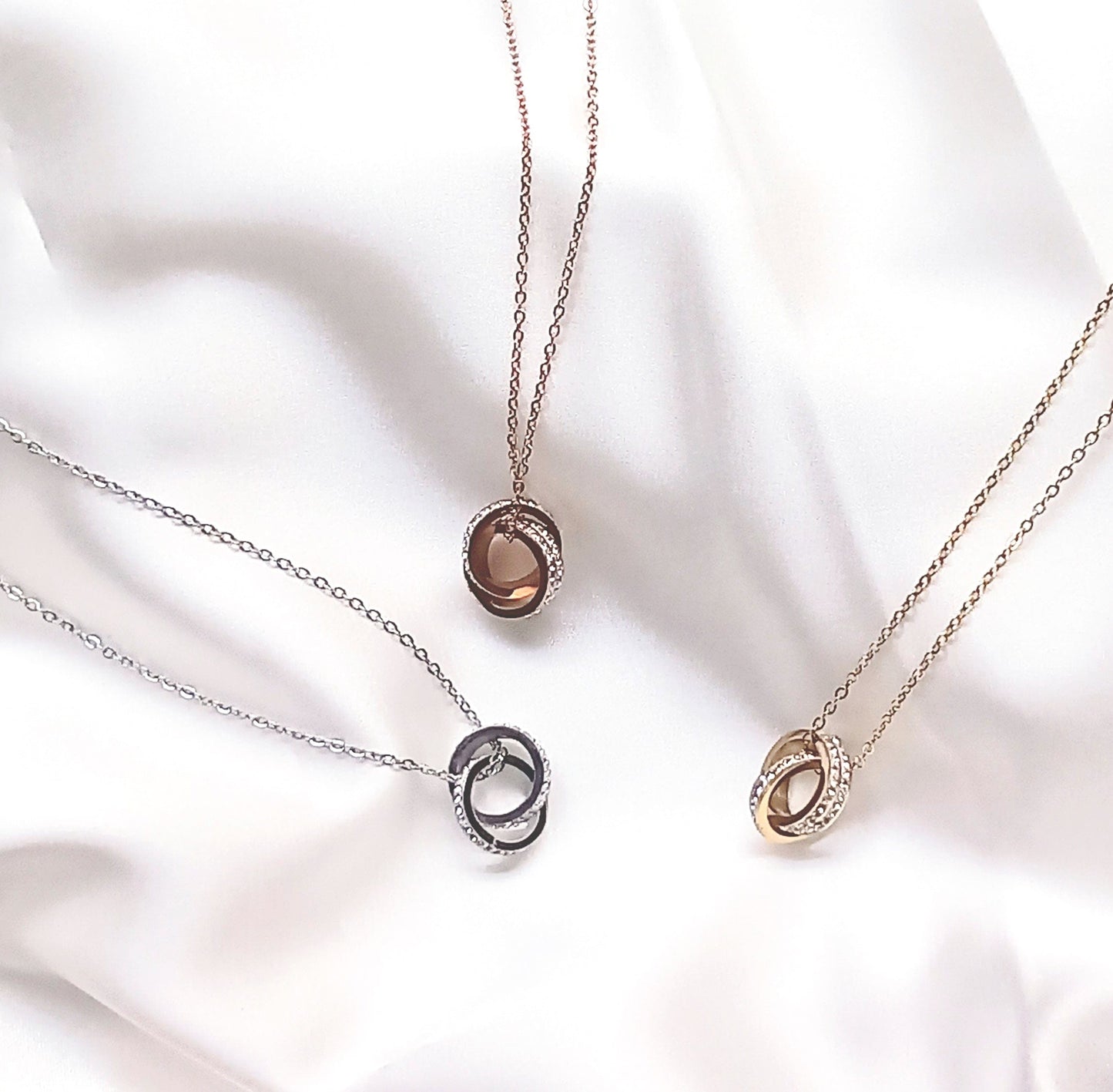 Silver Duo Disks Necklace