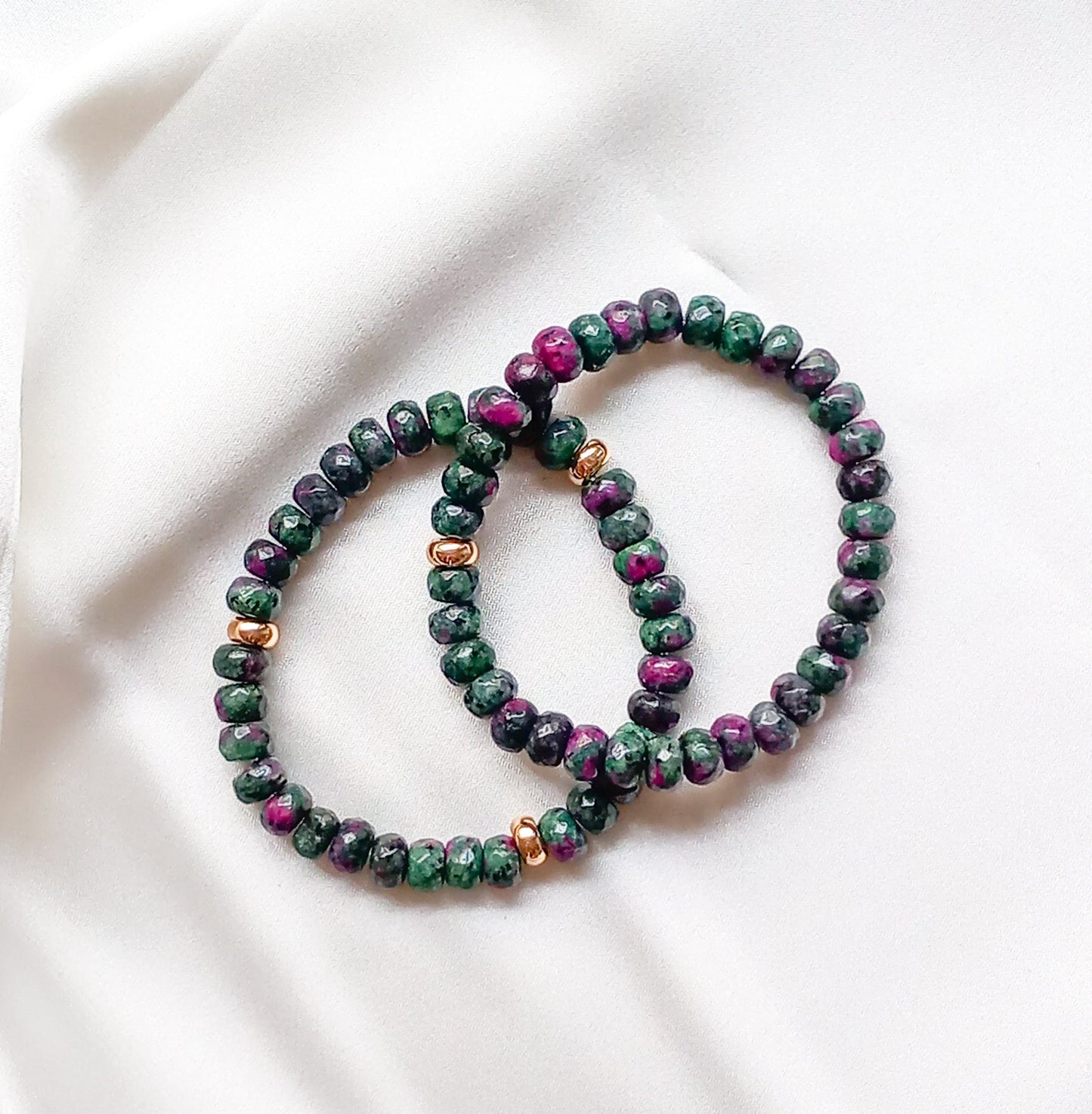 Ruby in ziosite Heishi Bracelet