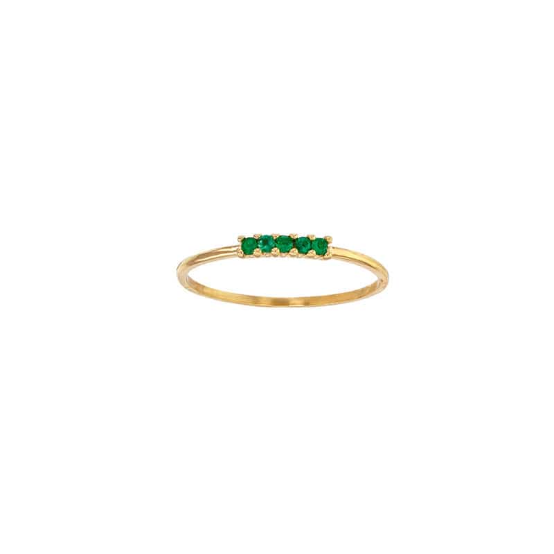 Emerald Gold Ring 5 stones (18k Gold) | Mi Cielo London