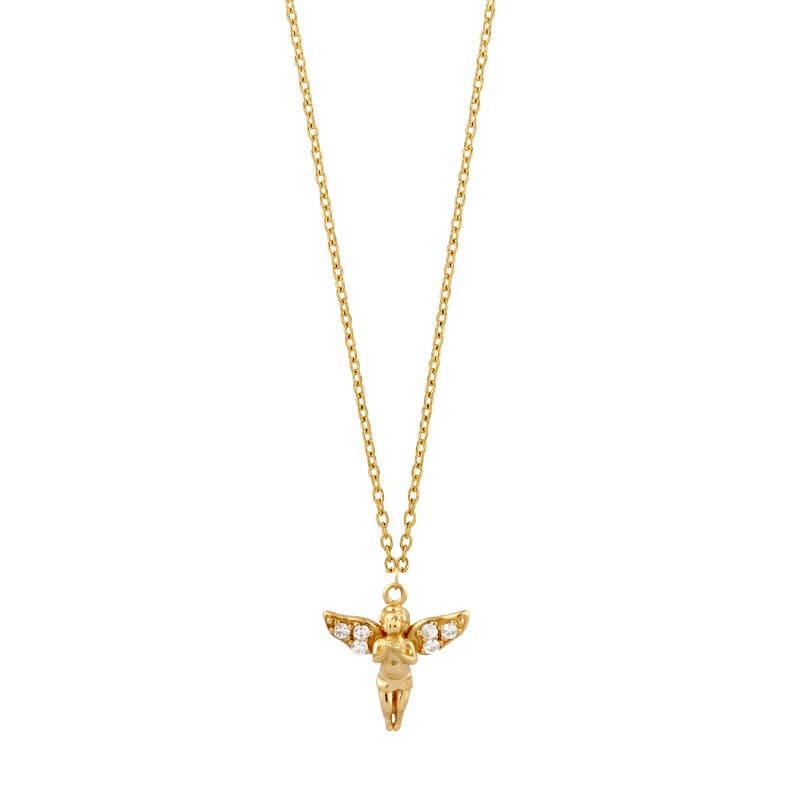 Guardian Angel Chub Gold Necklace cz (9k gold necklace)