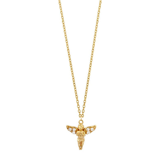 Guardian Angel Chub Gold Necklace cz (9k gold necklace)