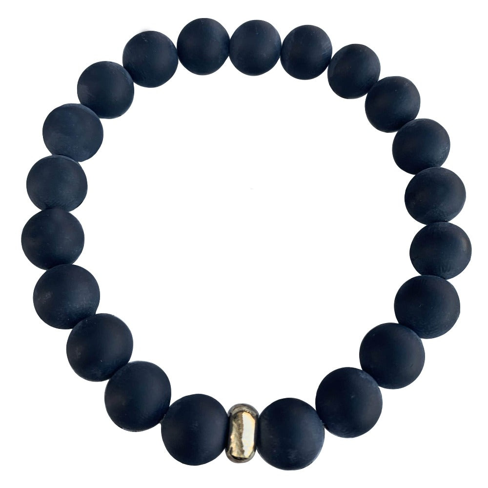 Black Onyx Bracelet a Gold Disk