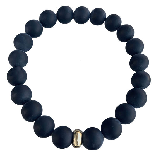 Black Onyx Bracelet a Gold Disk