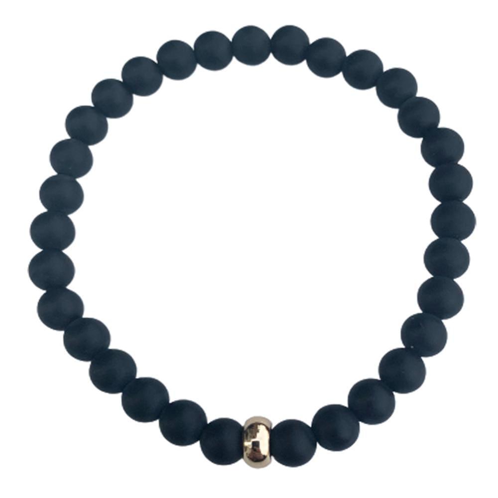 Black Onyx Bracelet Gold Disk 6mm
