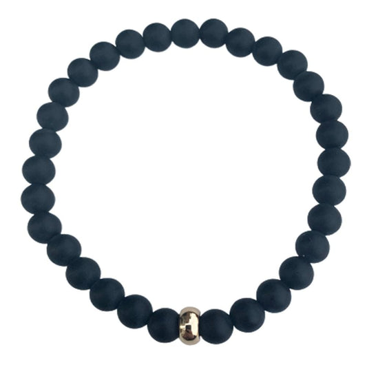 Black Onyx Bracelet Gold Disk 6mm