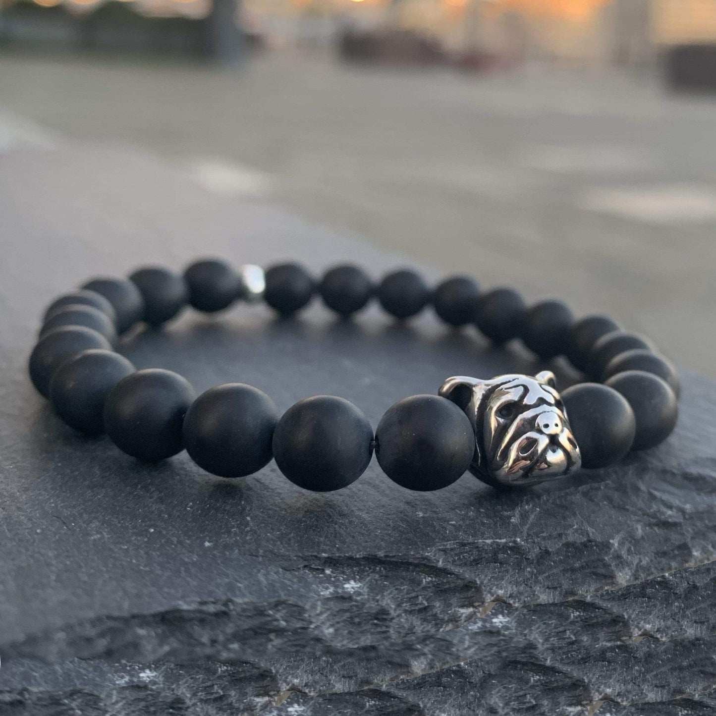 Bulldog <br> Black Onyx Bracelet (Stainless Steel)