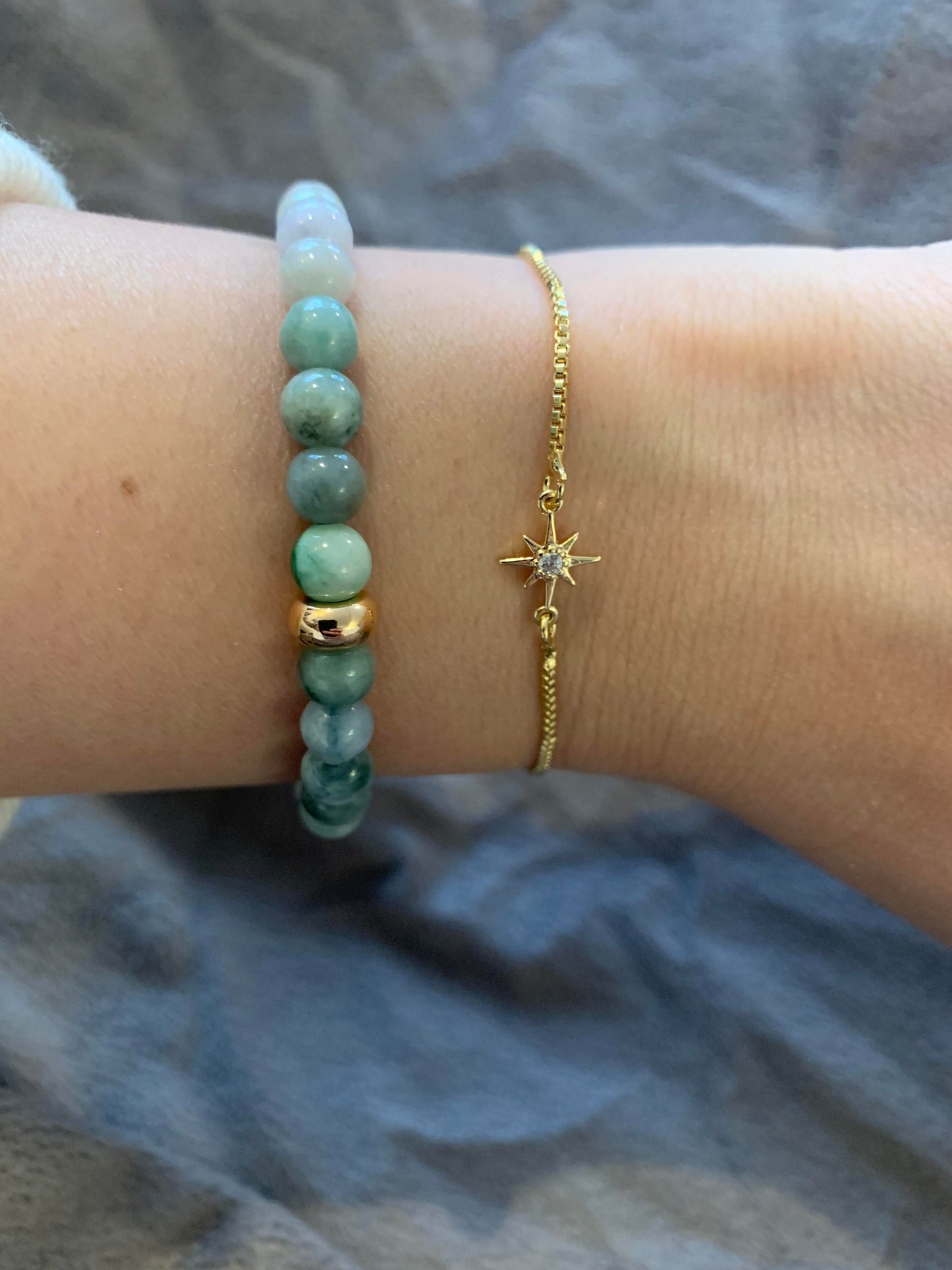 Burma Jade Rose Quartz Bracelet -Vue2