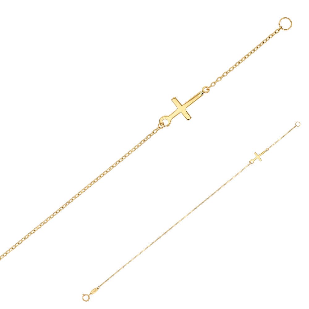 Fine Cross Bracelet (9k gold)