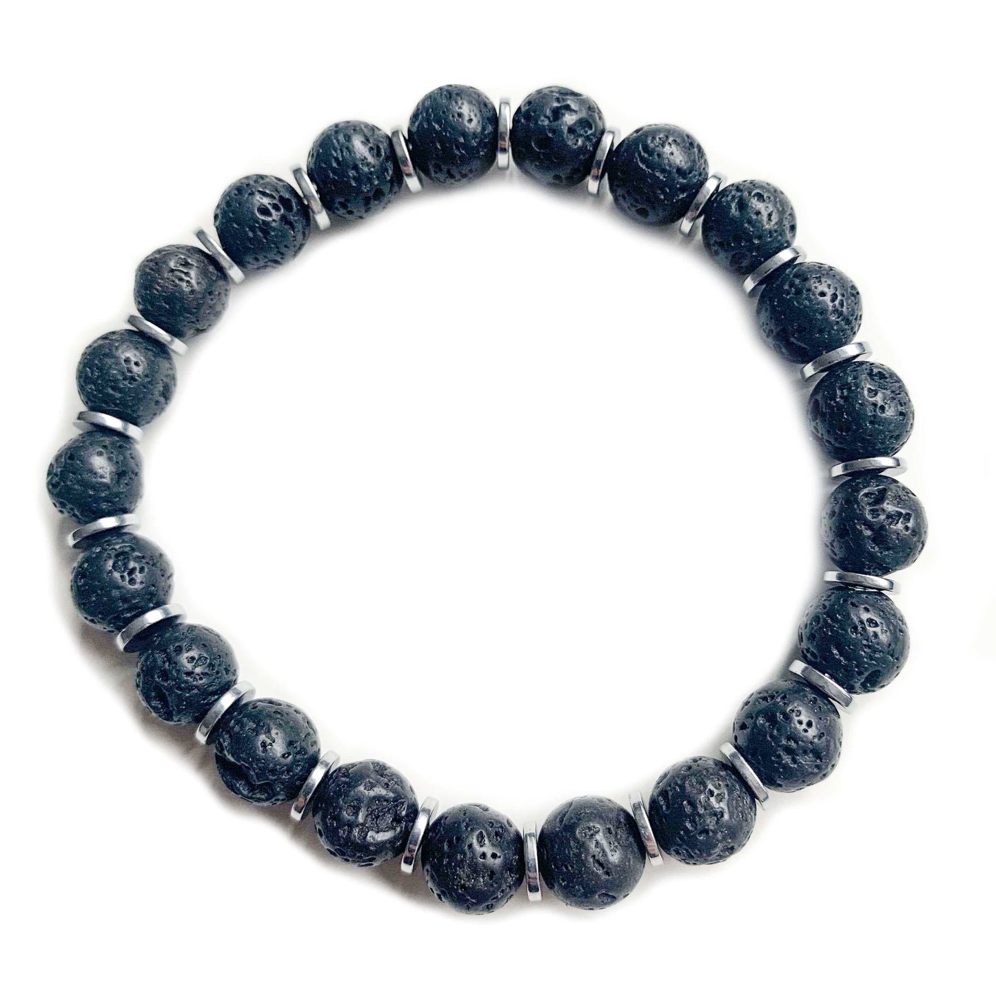 Darkside N1 Lava stone bracelet and hematite disks
