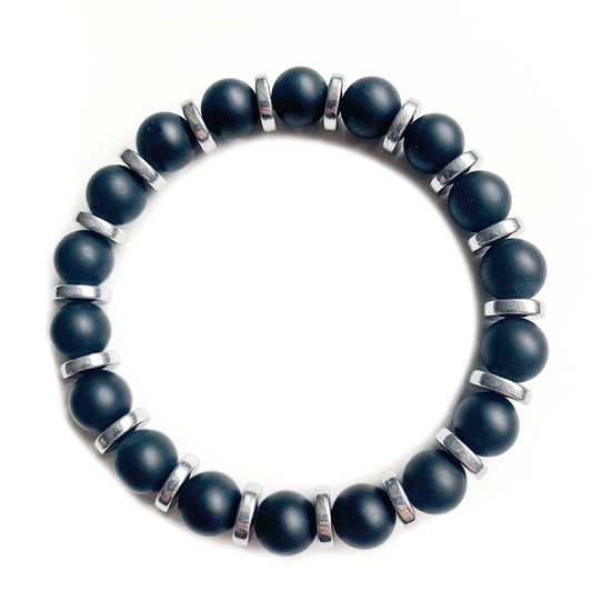 Darkside N5 <br> Black Onyx Bracelet and Hematite disks